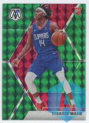 2019-20 Panini Mosaic Green and Red Prizm RC Terance Mann #246 Rookie Los Angeles